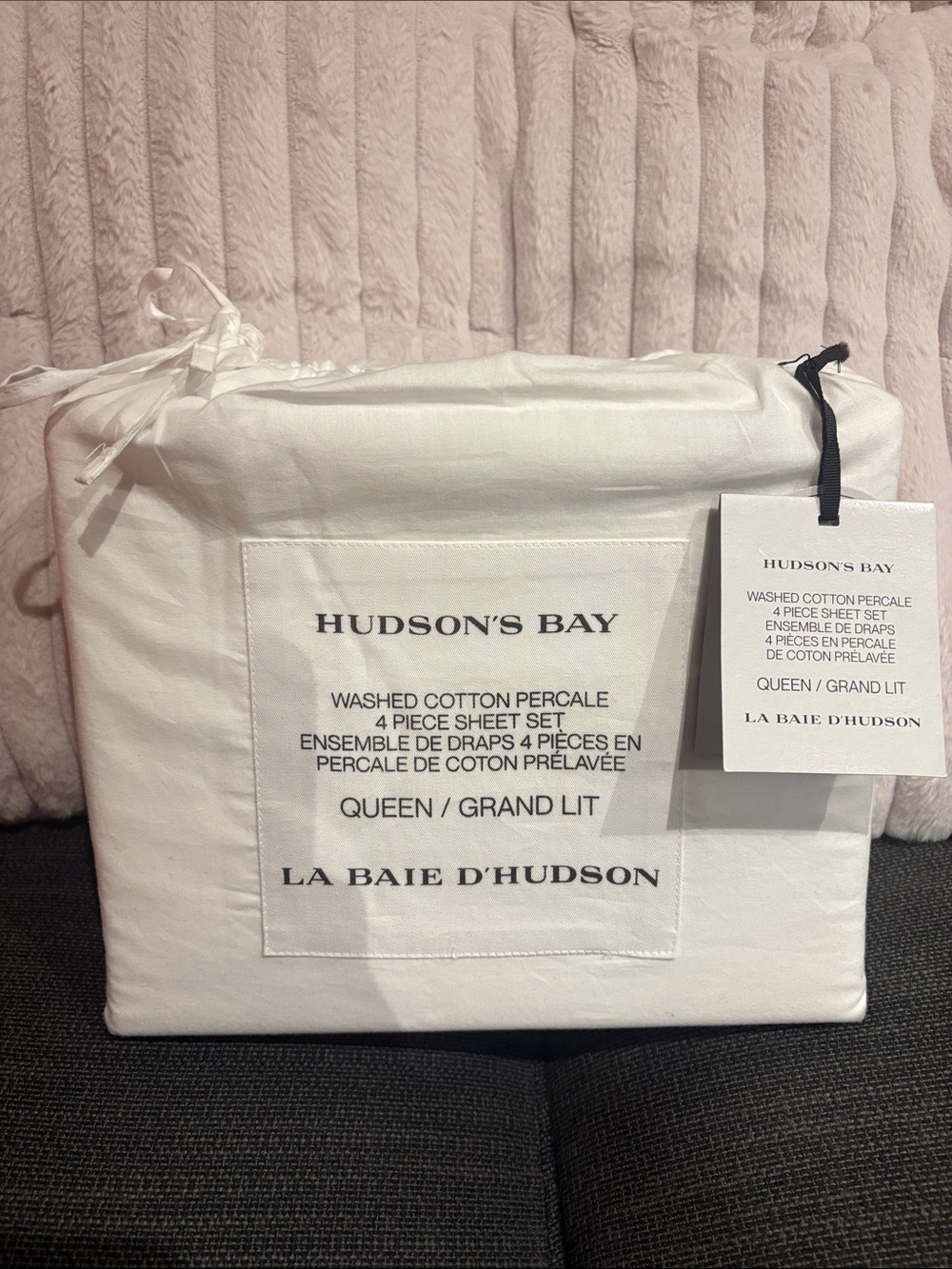 BNWT Hudson’s Bay Company HBC Washed Cotton Percale 4-Piece Sheet Set -Queen